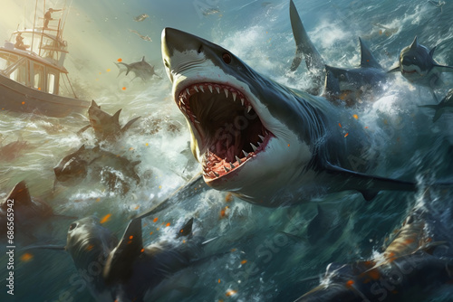 sharks in the sea