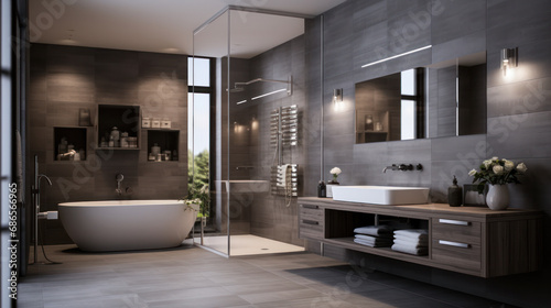 Interior of a modern hotel bathroom