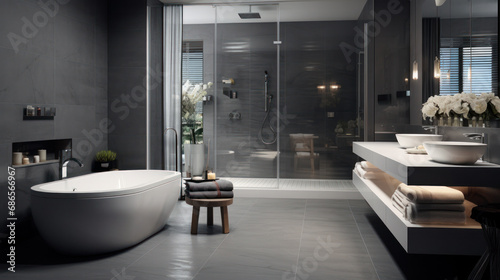 Interior of a modern hotel bathroom