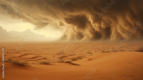 Beautiful sandstorm in the desert.
