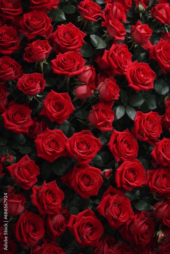 Beautiful red roses as background, top view. Valentine's Day celebration Beautiful red roses as background, top view. Valentine's Day celebration