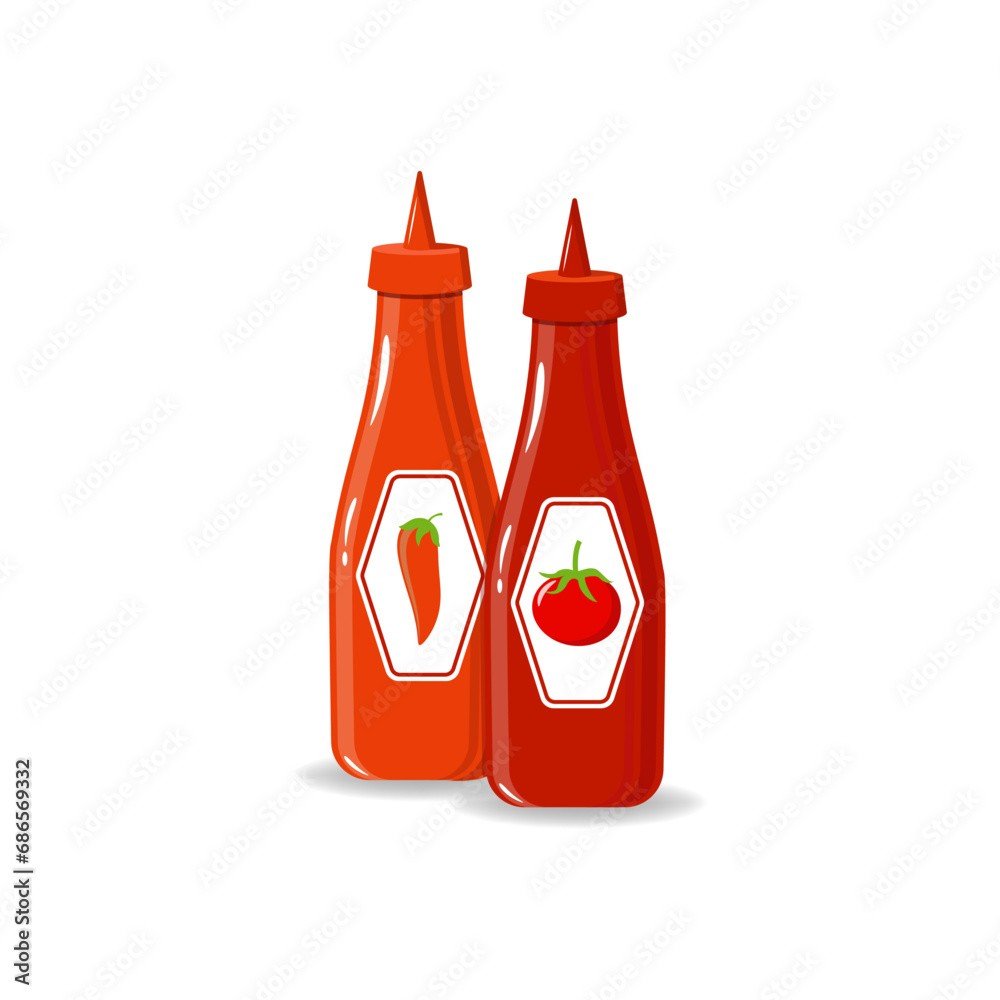 Bottle of Chili and Tomato Ketchup Sauce