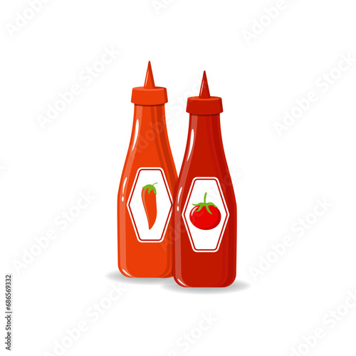 Obraz na płótnie Bottle of Chili and Tomato Ketchup Sauce w salonie