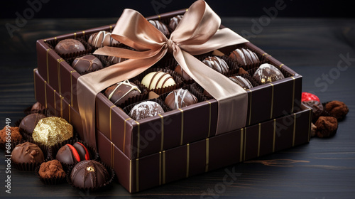 assorted chocolates confectionery in their gift box photo