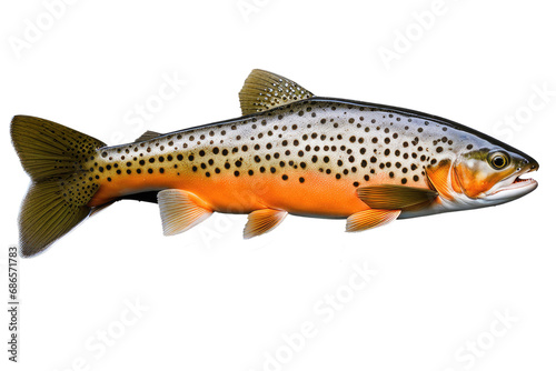 a high quality stock photograph of a single trout full body isolated on a white background © ramses