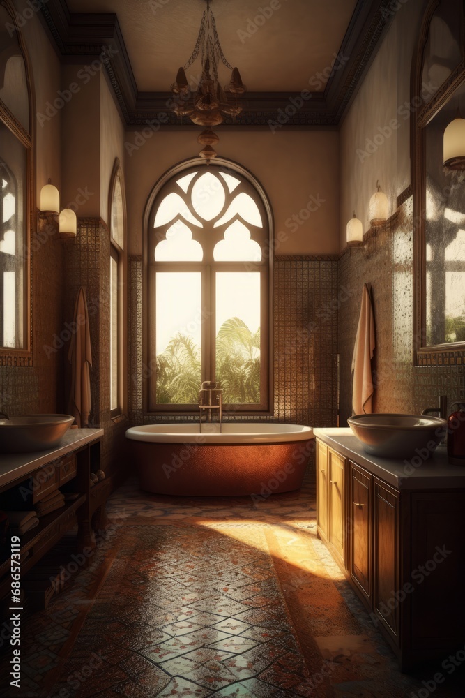 Fototapeta premium Arabic style interior of bathroom.