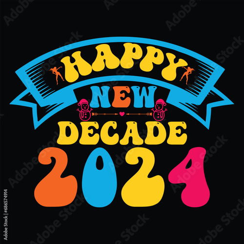 Print happy new decade 2024 illustration.