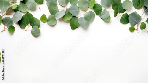 Eco Chic: Elevate your designs with this eucalyptus frame. The green leaves, isolated on a white background,