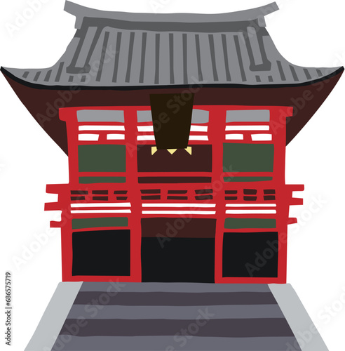 鶴岡八幡宮　手描きのゆるいシンプルイラスト