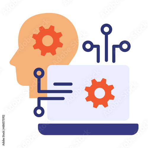 combination of implants and AI vector icon design, predictive modeling or adaptive control symbol, artificial intelligence sign, deep learning, transforming brain signals into audible speech concept