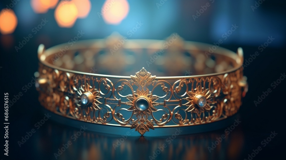 A choker featuring intricate geometric patterns and symmetrical designs, captured with a stunning bokeh effect. A choker featuring intricate geometric patterns and symmetrical designs, captured with a stunning bokeh effect.