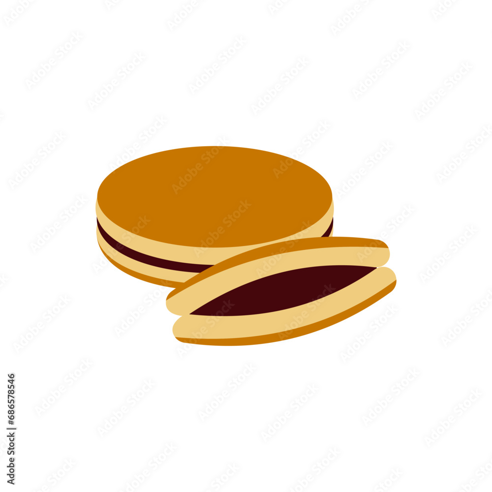 Dorayaki vector illustration. Japanese food. Small pancake with bean jam. Dorayaki vector illustration. Japanese food. Small pancake with bean jam.