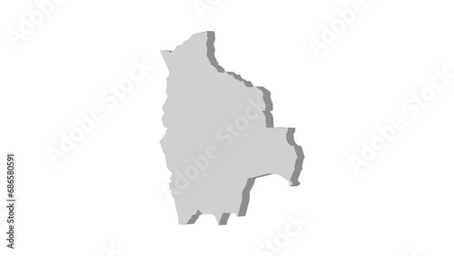 Bolivia map 3d grey on white background. Dynamic 4K animation motion graphics unleashed. photo