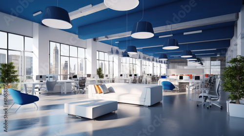 Interior of modern empty office building. Open ceiling design. © Nataliya