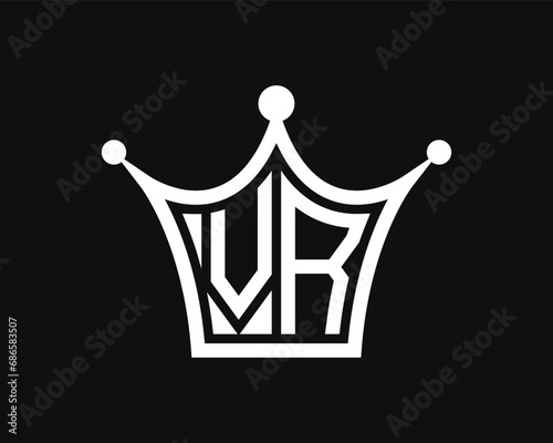 Crown shape VR letter logo design vector art