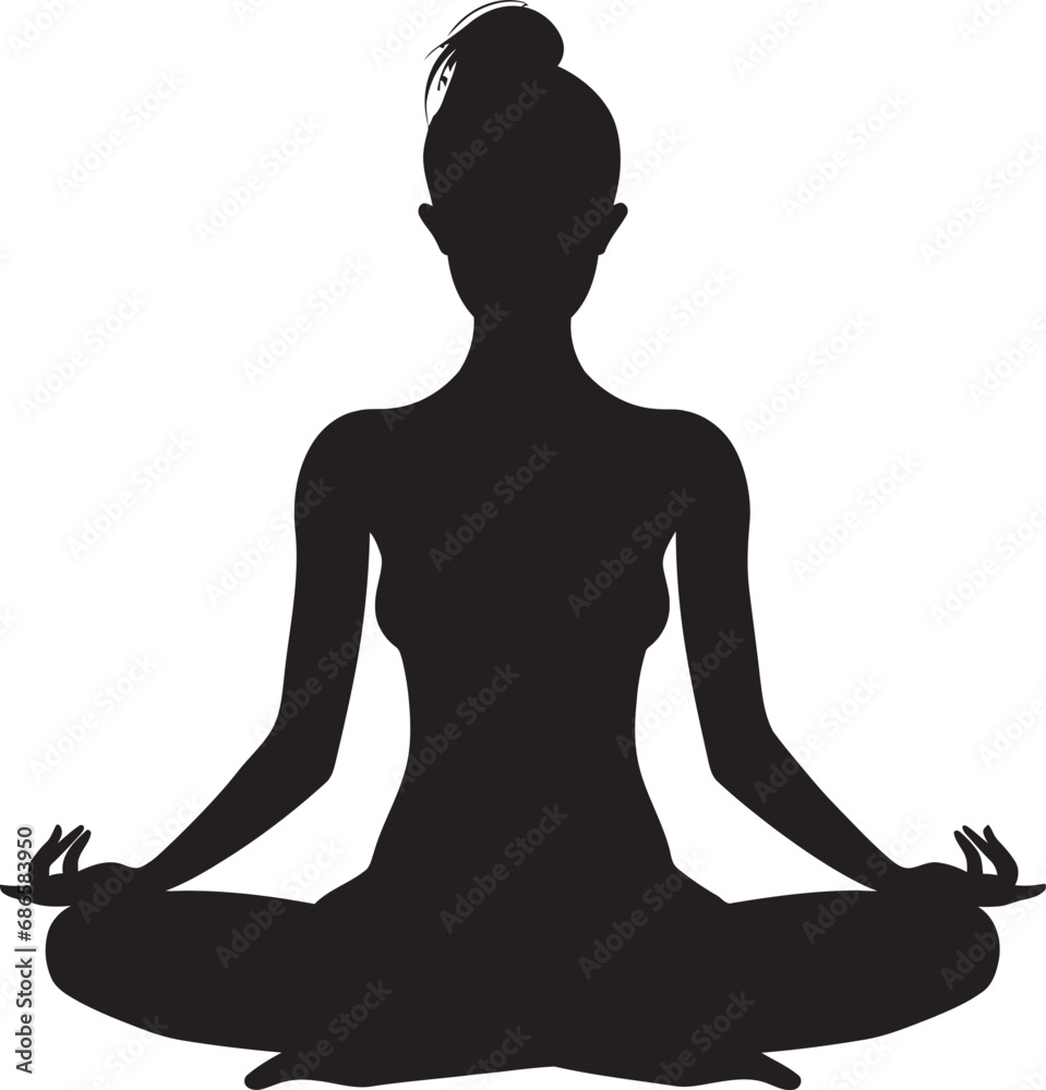 EmpowerElegance Black Yoga Woman Icon Zenith Zephyr Yoga Woman Emblem in Vector