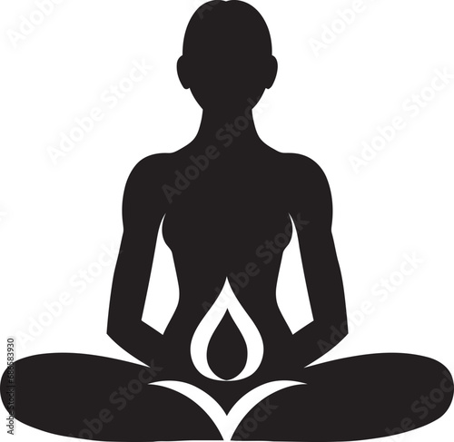 IlluminaZen Yoga Woman Emblem in Vector Serene Spirals Black Logo with Serene Yoga Woman