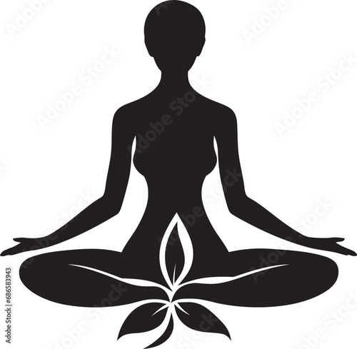 Serene Silhouette Vector Design with Yoga Woman Tranquil Asana Black Logo with Yoga Woman Icon