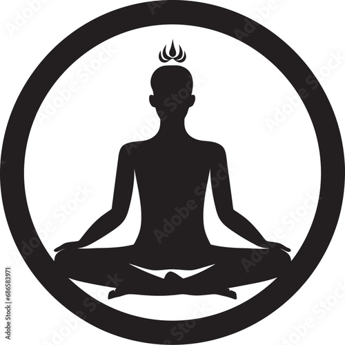 EmpowerFlow Black Logo with Yoga Woman Silhouette Radiant Vinyasa Yoga Woman Icon in Vector