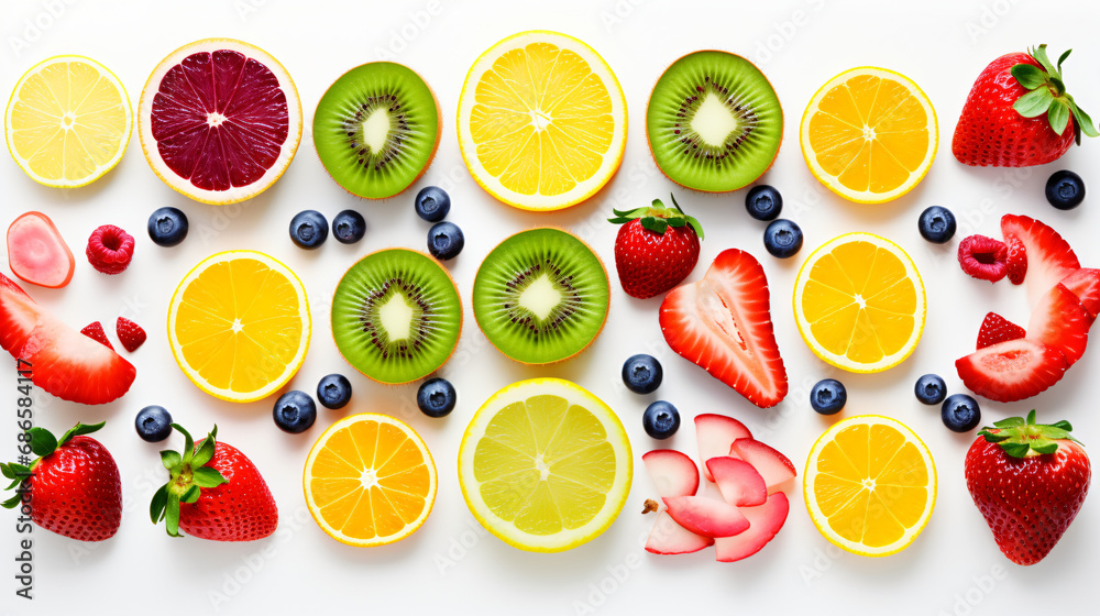 Creative layout made of fruits on white background