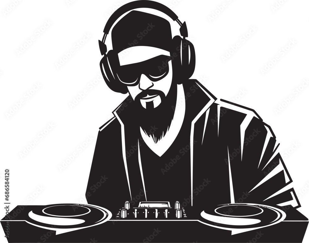Nightlife Noir Stylish Black DJ Icon Vector Logo Vector Vibe DJ Player Man in Cool Black Nightlife Noir Stylish Black DJ Icon Vector Logo Vector Vibe DJ Player Man in Cool Black