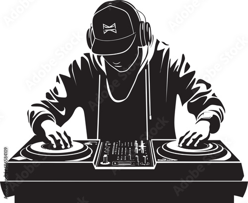 Bassline Maestro Cool DJ Player in Vector Design Nightlife Noir Stylish Black DJ Icon Vector Logo