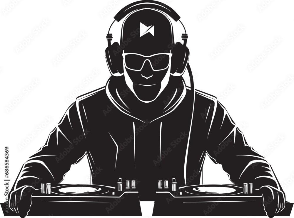 Sonic Shadows DJ Player in Cool Black Vector Spin Symphony Black DJ Man Vector Logo Magic Sonic Shadows DJ Player in Cool Black Vector Spin Symphony Black DJ Man Vector Logo Magic