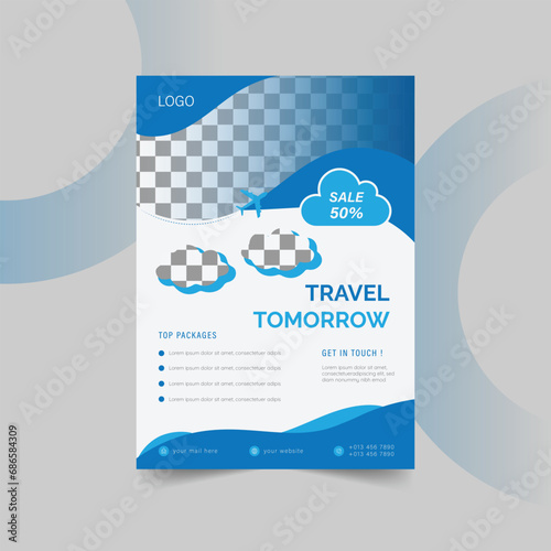 Modern travel flyer template .