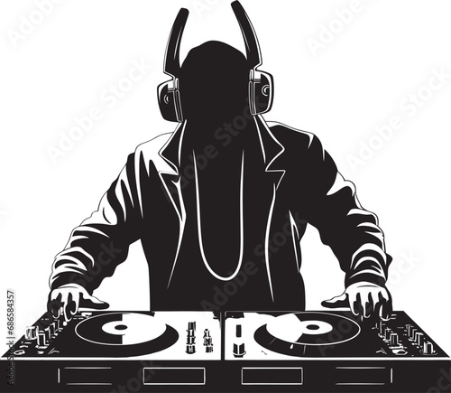 Sonic Swag Cool Black DJ Player Icon Rhythm Reverie DJ Player Vector in Black Brilliance