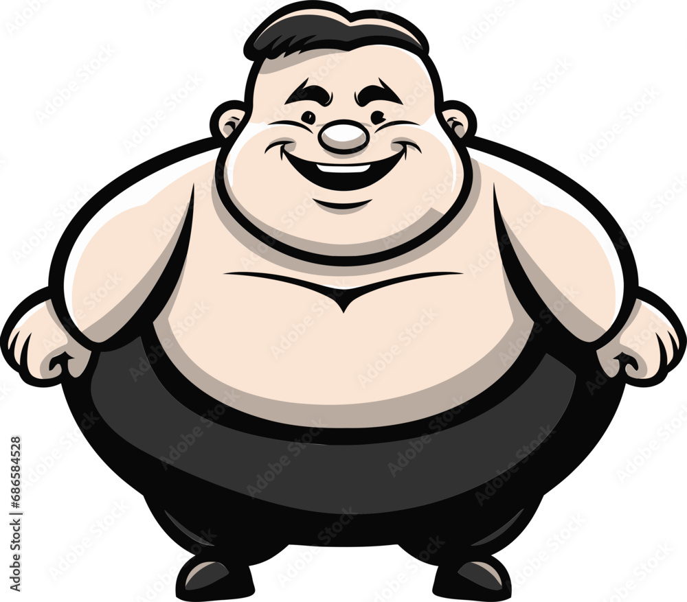Obraz premium Round Rebel Iconic Dark Logo for Obesity Advocacy Weighty Wonders Vector Logo of a Chubby Gentleman
