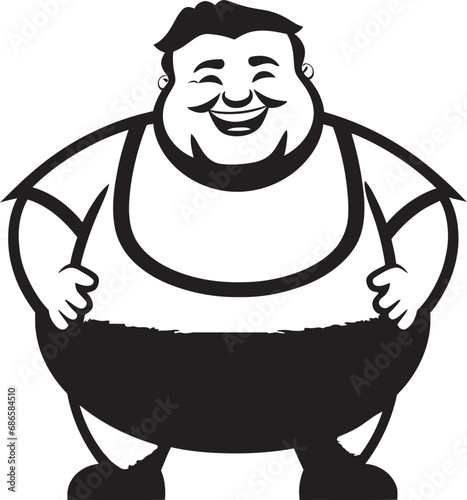 Plump Power Iconic Logo for Obesity Awareness Curvy Crusader Dark Vector Logo of a Chubby Man