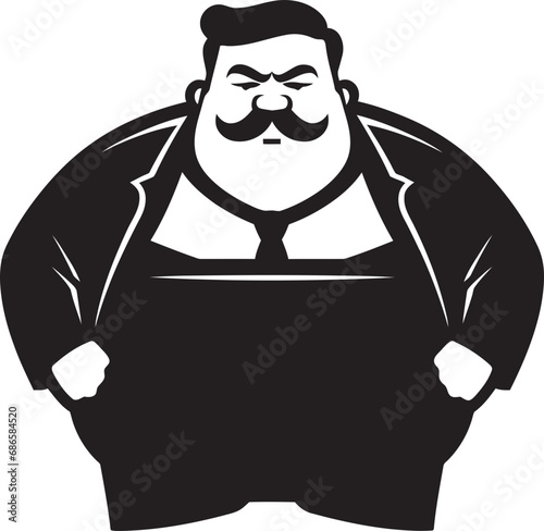 Girth Guru Stylish Black Icon for Obesity Advocacy Chonky Champion Vector Logo Illustrating Weight Issues