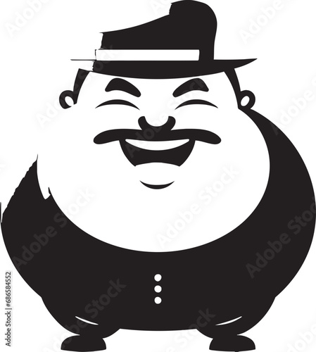 Girth Guru Dark Vector Logo of a Stout Gentleman Chonky Champion Stylish Black Logo for Obesity Advocacy