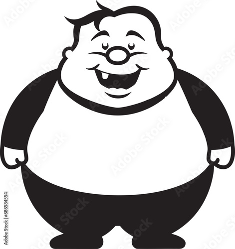 Curvy Crusader Black Icon Illustrating Weight Issues Girth Guru Dark Vector Logo of a Stout Gentleman