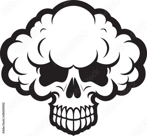 Shadow Nimbus Cloud Shaped Skull Vector Logo Etheric Enigma Black Logo with Cloudy Skull