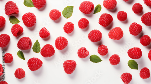 Creative layout made of raspberry on white background