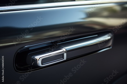 Black SUV Passenger Door Handle - Modern and Luxurious Metallic Auto Transportation © AIGen