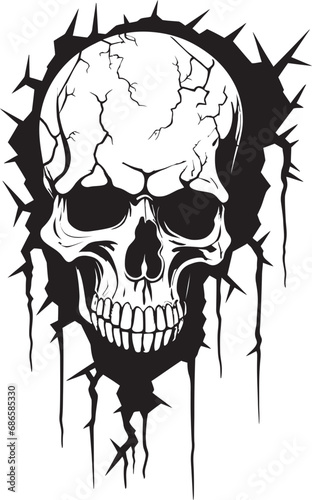 Surreptitious Specter Black Skull in Wall Logo Hidden Havoc Cracked Wall Skull Insignia