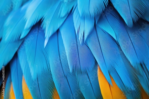 Blue Beauty of Nature. Parrot Feathers Macro Close-up Showing a Textured World of Stunning Colours © AIGen