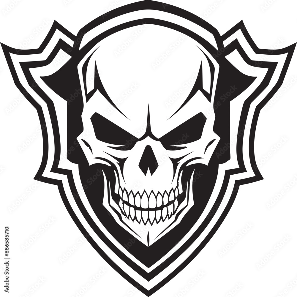 Lethal Guardian Skull Shield Icon Design Dark Defender Vector Skull Shield Emblem