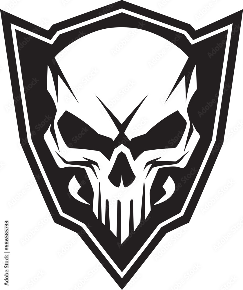 Ebon Bulwark Black Logo with Shield Design Vigilant Vault Skull in 