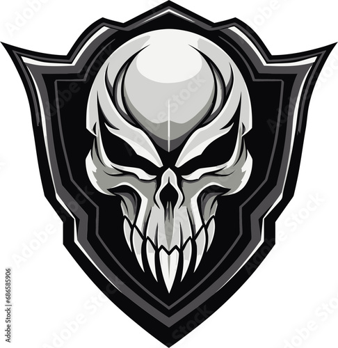 Ebon Bulwark Black Logo with Shield Design Vigilant Vault Skull in Shield Emblem