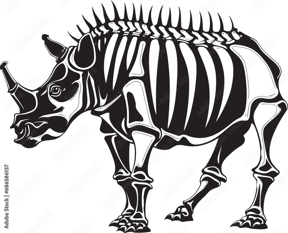Dynamic Precision Black Rhino Vector Emblem Abstract Dominance Rhino Skeleton in Black Dynamic Precision Black Rhino Vector Emblem Abstract Dominance Rhino Skeleton in Black