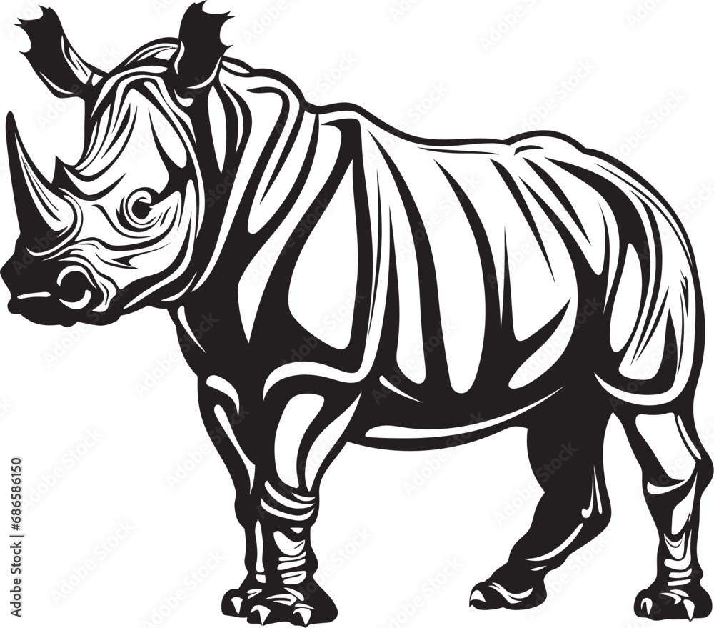 Epic Framework Black Rhino Vector Logo Sleek Strength Rhino Skeleton Icon in Black Epic Framework Black Rhino Vector Logo Sleek Strength Rhino Skeleton Icon in Black