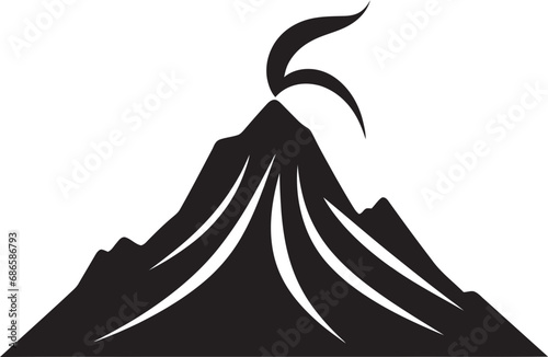 Epic Pyre Volcano Mountain in Bold Black Design Lava Luminescence Black Icon for Volcanic Power