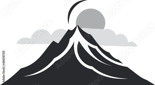 Majestic Molten Black Icon for Volcanic Power Volcanic Vision Mountainous Majesty in Black Vector