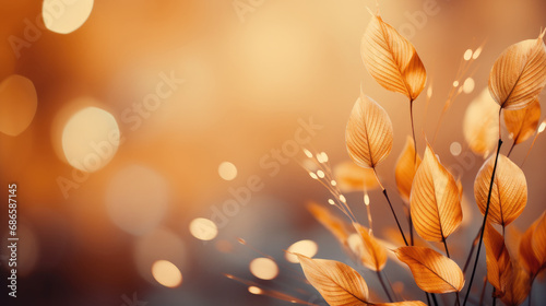 Autumn Leaves Background on blurred background, depicts a colorful array of fallen leaves, perfect for autumn-themed designs. Ideal for seasonal posters,  and nature-inspired projects. © Planetz