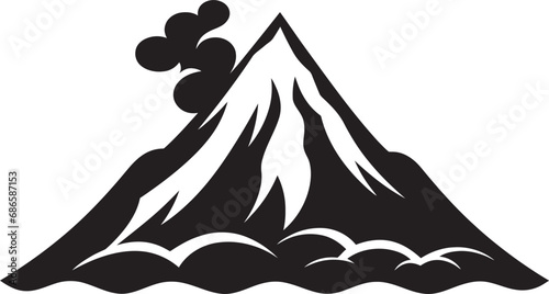 Volcanic Verve Mountain Eruption in Black Icon Inferno Peaks Black Vector Logo for Volcano Majesty photo