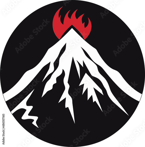 Inferno Peaks Black Vector Logo for Volcano Majesty Epic Pyre Volcano Mountain in Bold Black Design