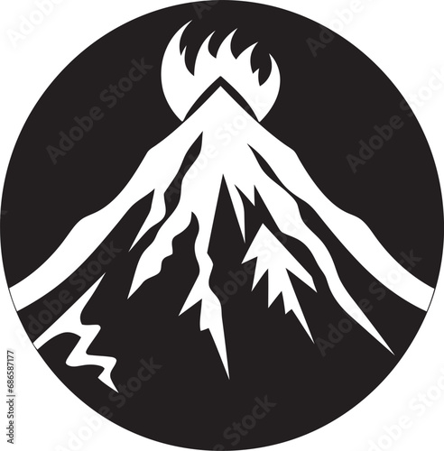 Epic Pyre Volcano Mountain in Bold Black Design Lava Luminescence Black Icon for Volcanic Power